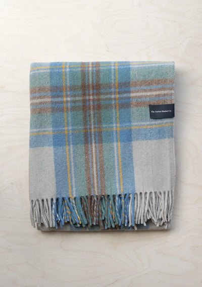 Recycled Wool Blanket in Stewart Muted Blue Tartan