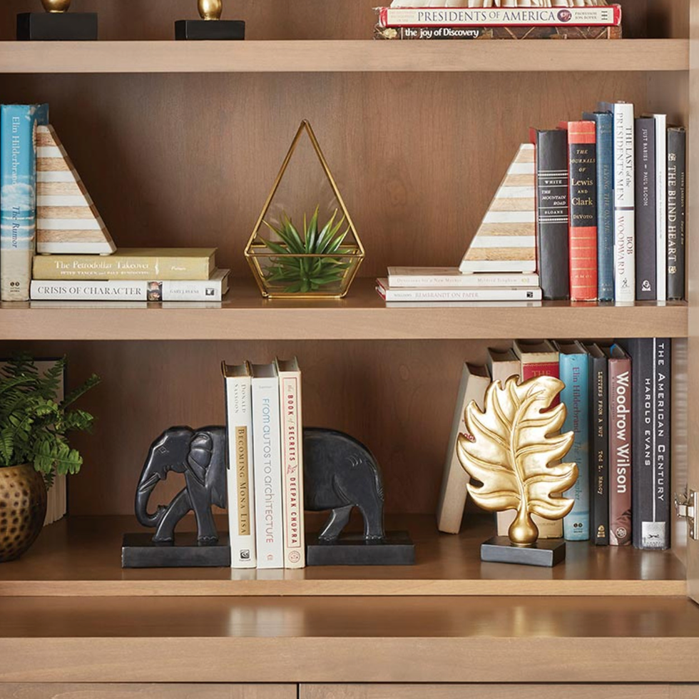 Marble and Wood Bookends