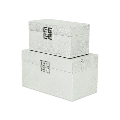 Galena "Double Happiness" White Silver Shagreen Boxes