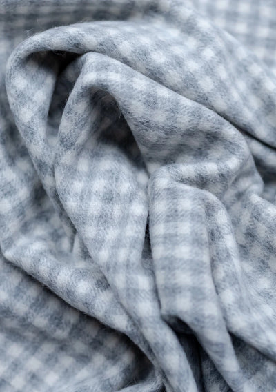 Lambswool Baby Blanket in Grey Gingham