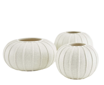 Pompano Vases, Set of 3 - Ivory Crackle
