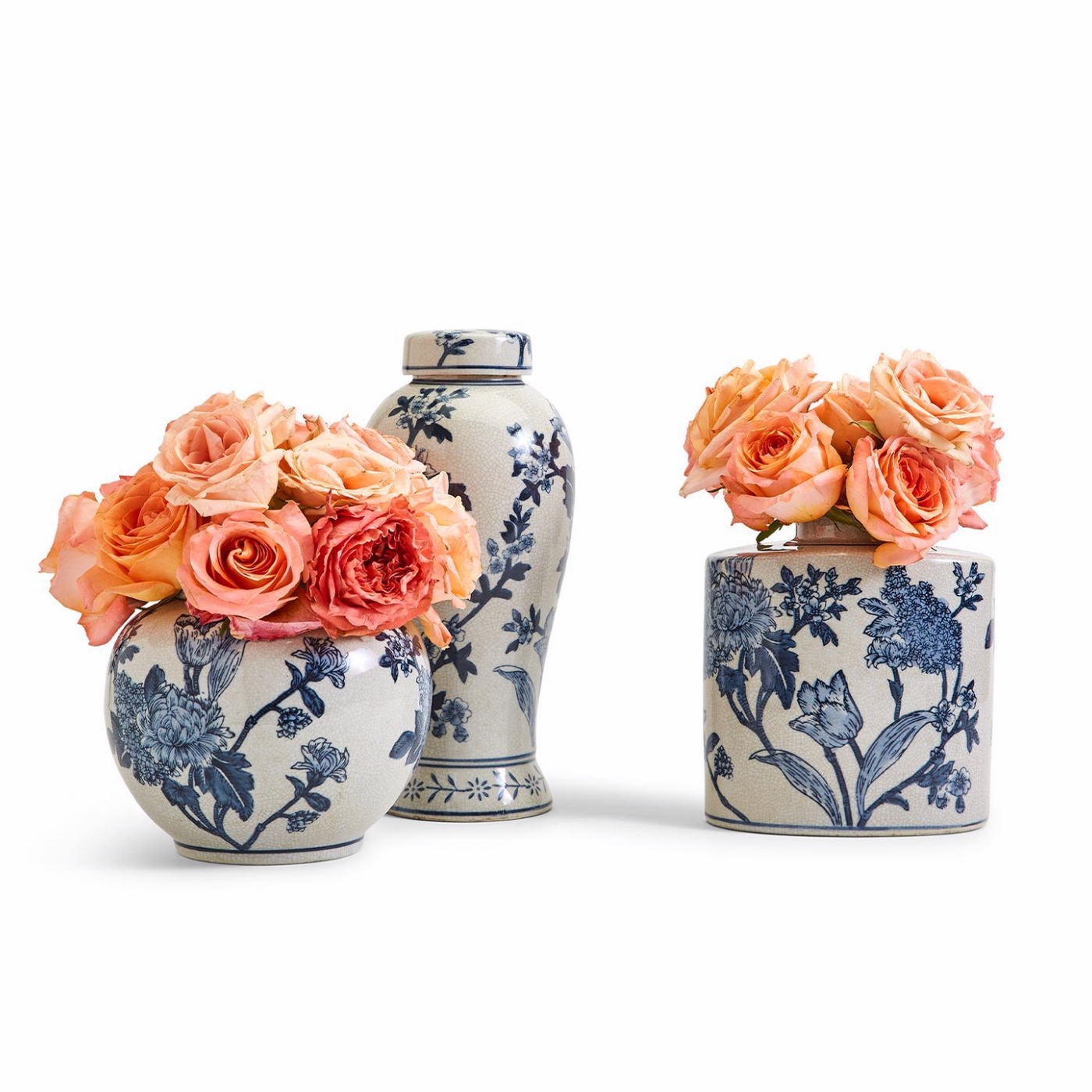 Japanese Blossom Blue Ginger Vases