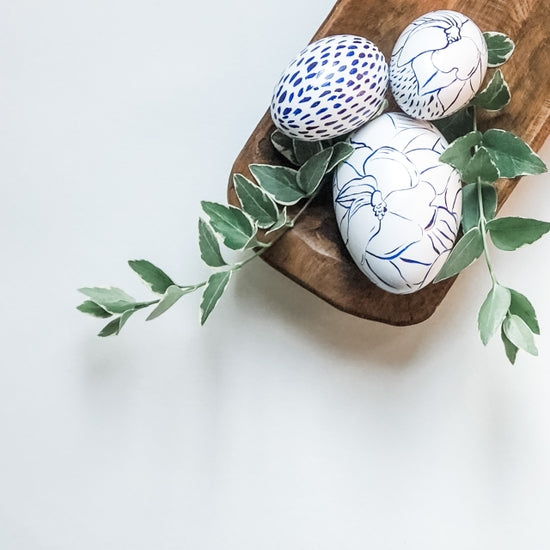 Set of 3 Blue Magnolia Eggs