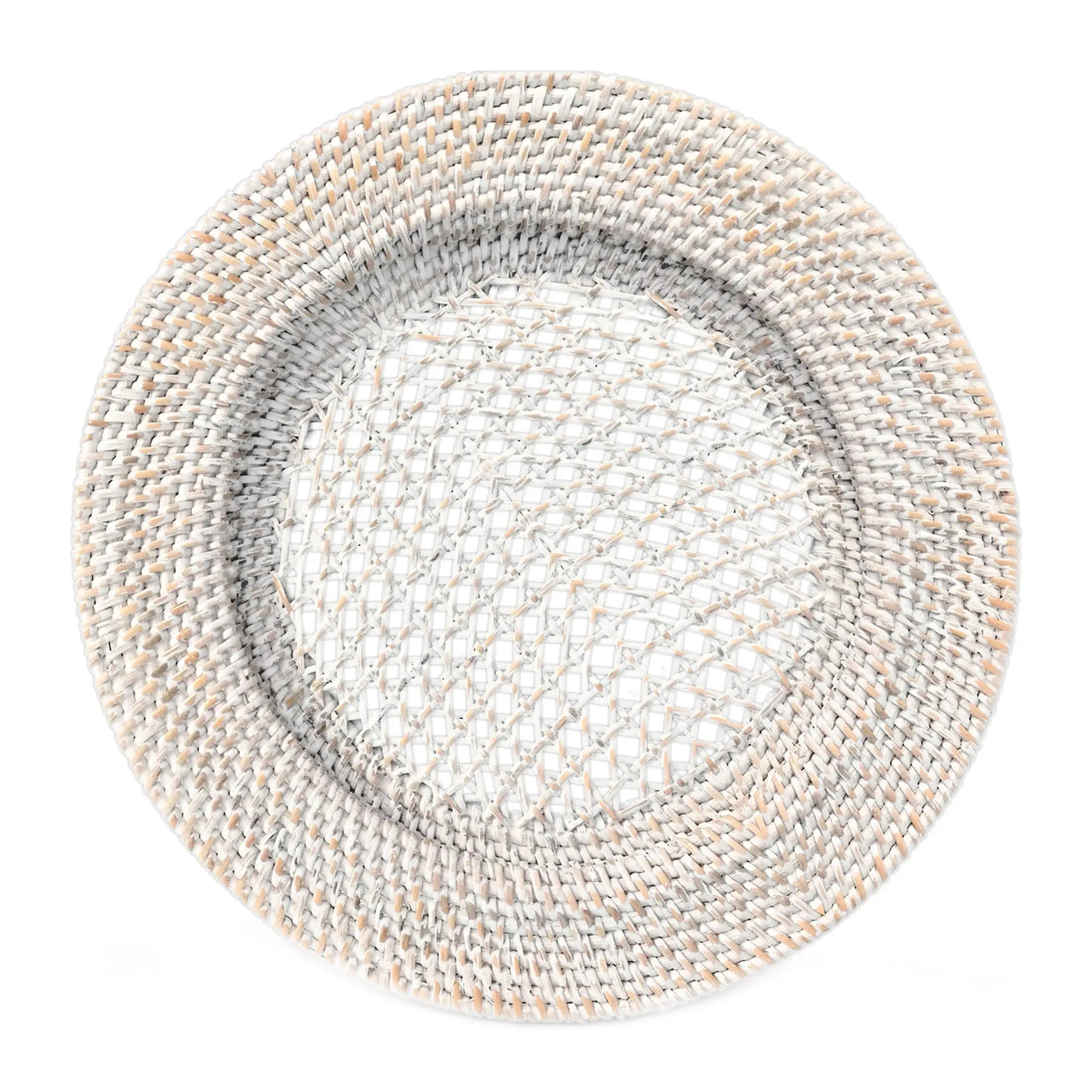 Whitewash Rattan Charger Plate - Woven Wicker Straw Placemat