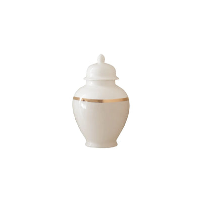 Beige Color Block Ginger Jar with Gold Accent